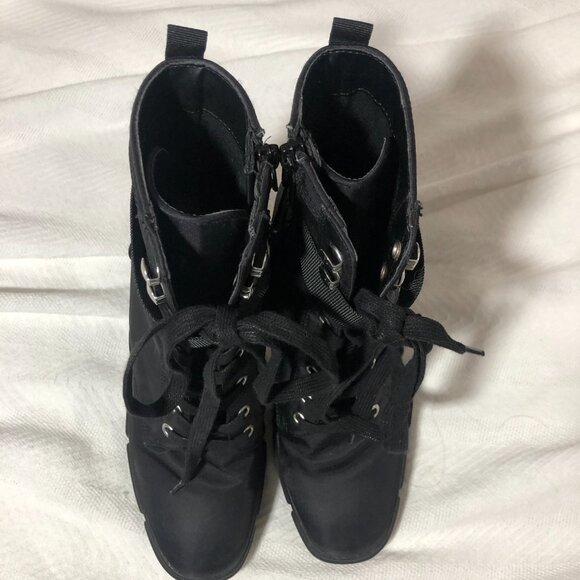 Steven Madden Herrick Nylon Heeled Combat Boots Size 7 - Picture 2 of 6